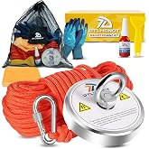 DTLHCNCT Fishing Magnet Kit,1000Lb Super Strong Fishing Magnets kit with 66 Ft Rope,Large Neodymium Magnetic Fishing with Powerful Magnetic Force, Ideal for for Treasure&amp;Underwater Cleaning-3.54 Inch