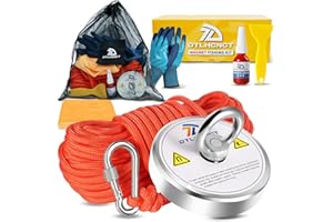 DTLHCNCT Fishing Magnet Kit,1000Lb Super Strong Fishing Magnets kit with 66 Ft Rope,Large Neodymium Magnetic Fishing with Pow