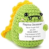 JOEPACXIC Handmade Crochet Animals Gifts for Women Men Inspirational Positive Dinosaur Gifts for Mom Dad Daughter Birthday Gift for BFF Coworker Cheer up Encouragement Present Home Office Decor