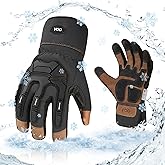 Vgo...… Winter Work Gloves Men,Leather Work Gloves,Anti-vibration,Mechanics Gloves,Abrasion Resistance