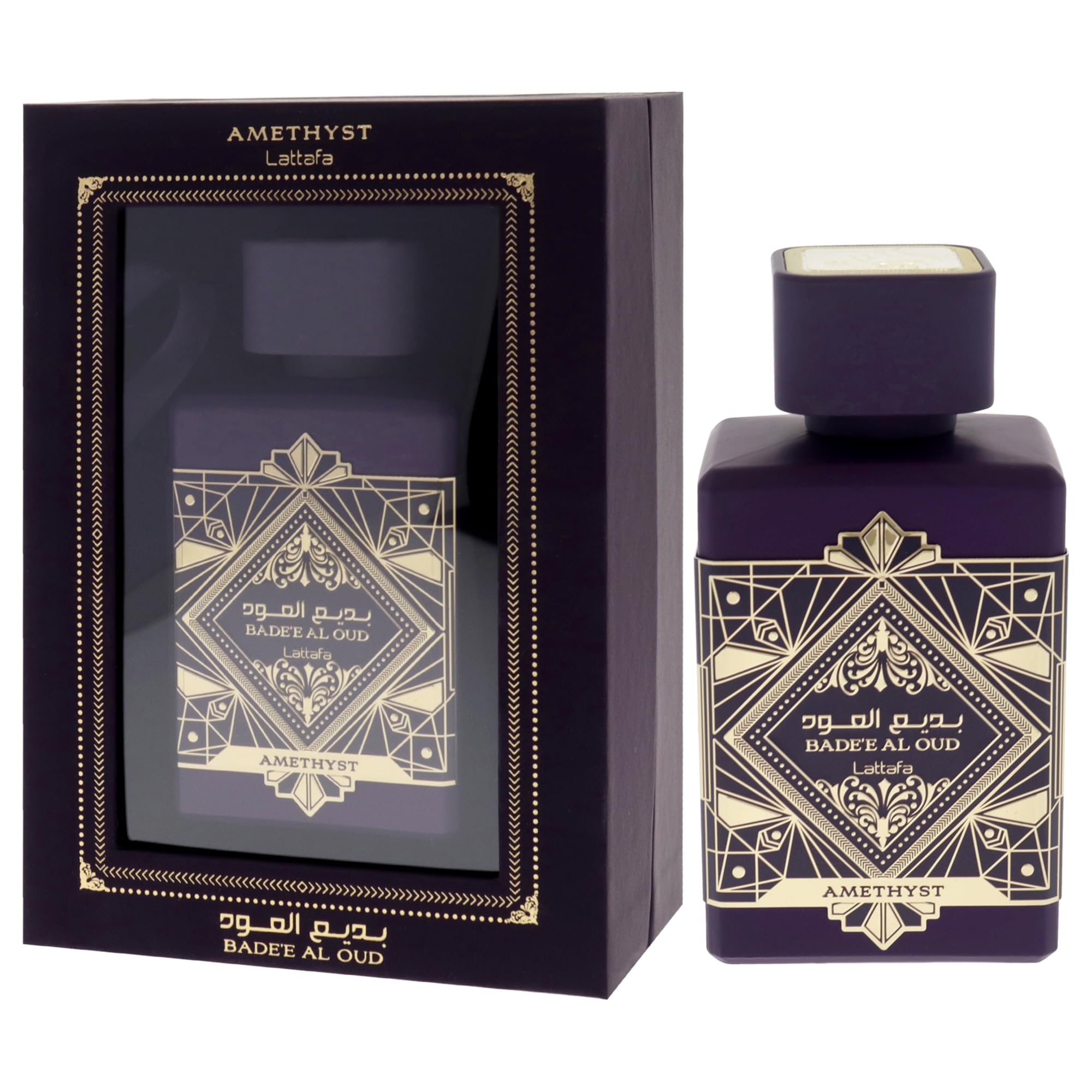 Lattafa Bade'e Al Oud Amethyst - Floral, Fruity, Amber, Oud - Eau de Parfum Long-Lasting Fragrance for Unisex, 3.40 Ounce / 100 ml
