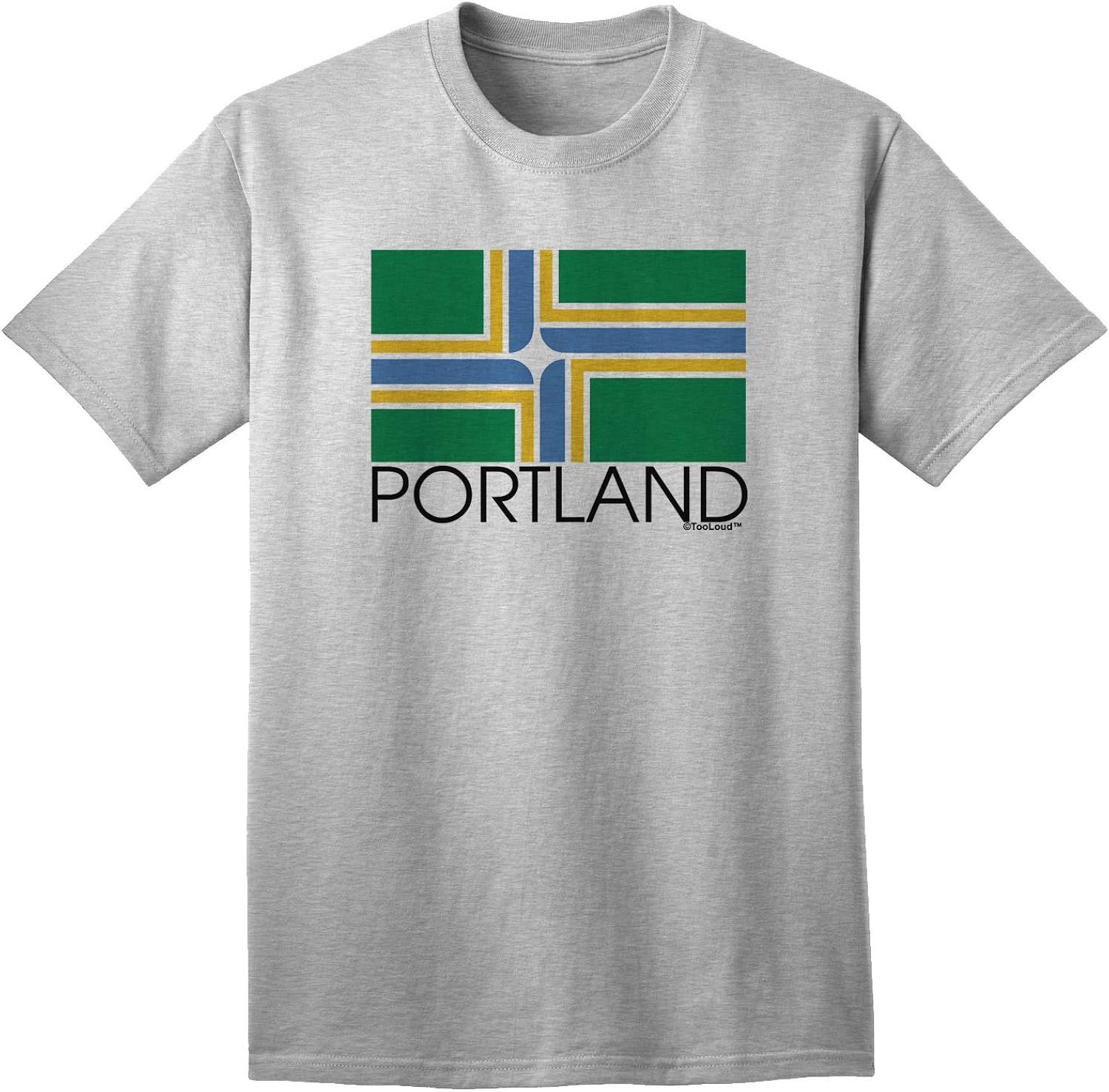 TOOLOUD Portland Oregon Flag Text Adult TShirt