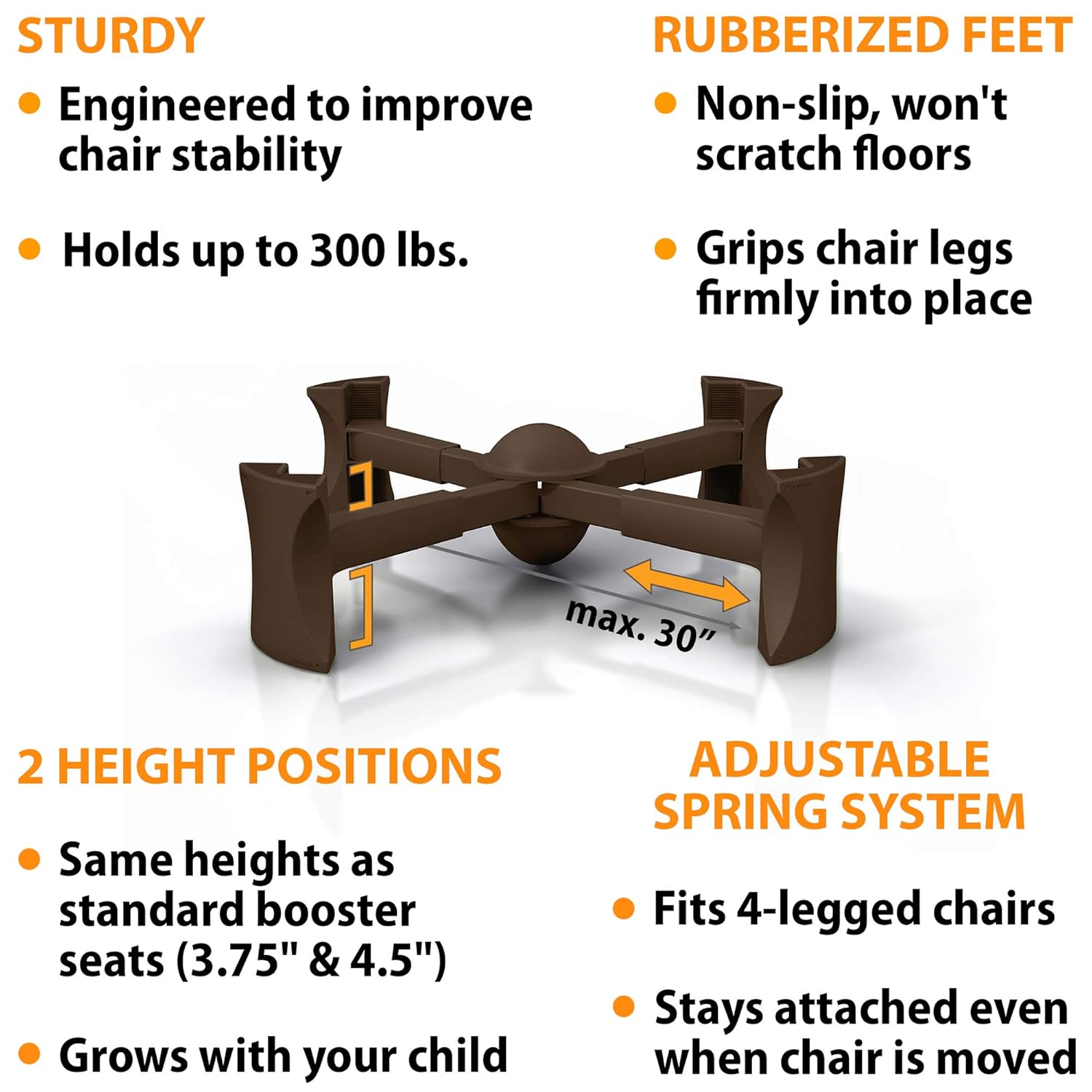 KABOOST Booster Seat for Dining Table, Chocolate - Goes Under The Chair - Portable Chair Booster for Toddlers : Chair Booster Seats : Baby