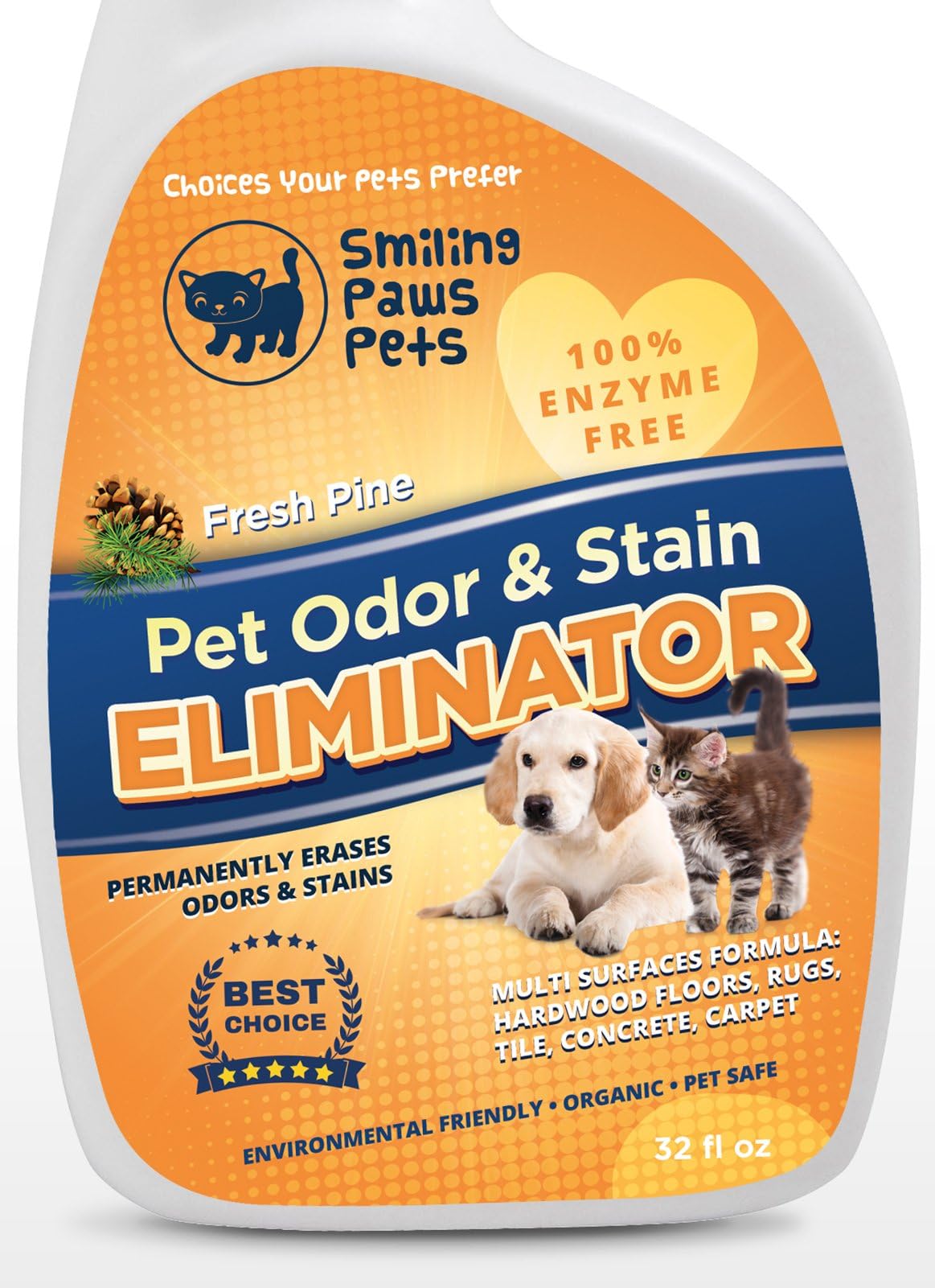 [SALE] Pet Odor and Stain Eliminator: 100% Enzyme Free Spray Cleaner, Pet Safe and Eco Friendly | Completely Removes Cat and Dog Smells & Messes on Multiple Surfaces | 32 Fluid Oz