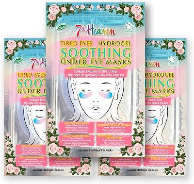 7th Heaven Soothing Under Eye Mask 3 Pairs Hydrogel Collagen Rose Depuffing