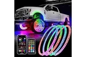 AddSafety 17inch Double Row Wheel Ring Lights,Brightest Chasing Color Rim Lights with Turn Signal and Braking,Wheel Light 4pcs fit for Truck Car Pickup