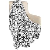 MACEVIA Flannel Fleece Throw Blanket for Couch, Zebra Blanket Black and White for Adult, Lightweight Warm Cozy Soft Blanket for Bed Sofa 260GSM, Suitable for All Seasons (Black Zebra,50x60inches)