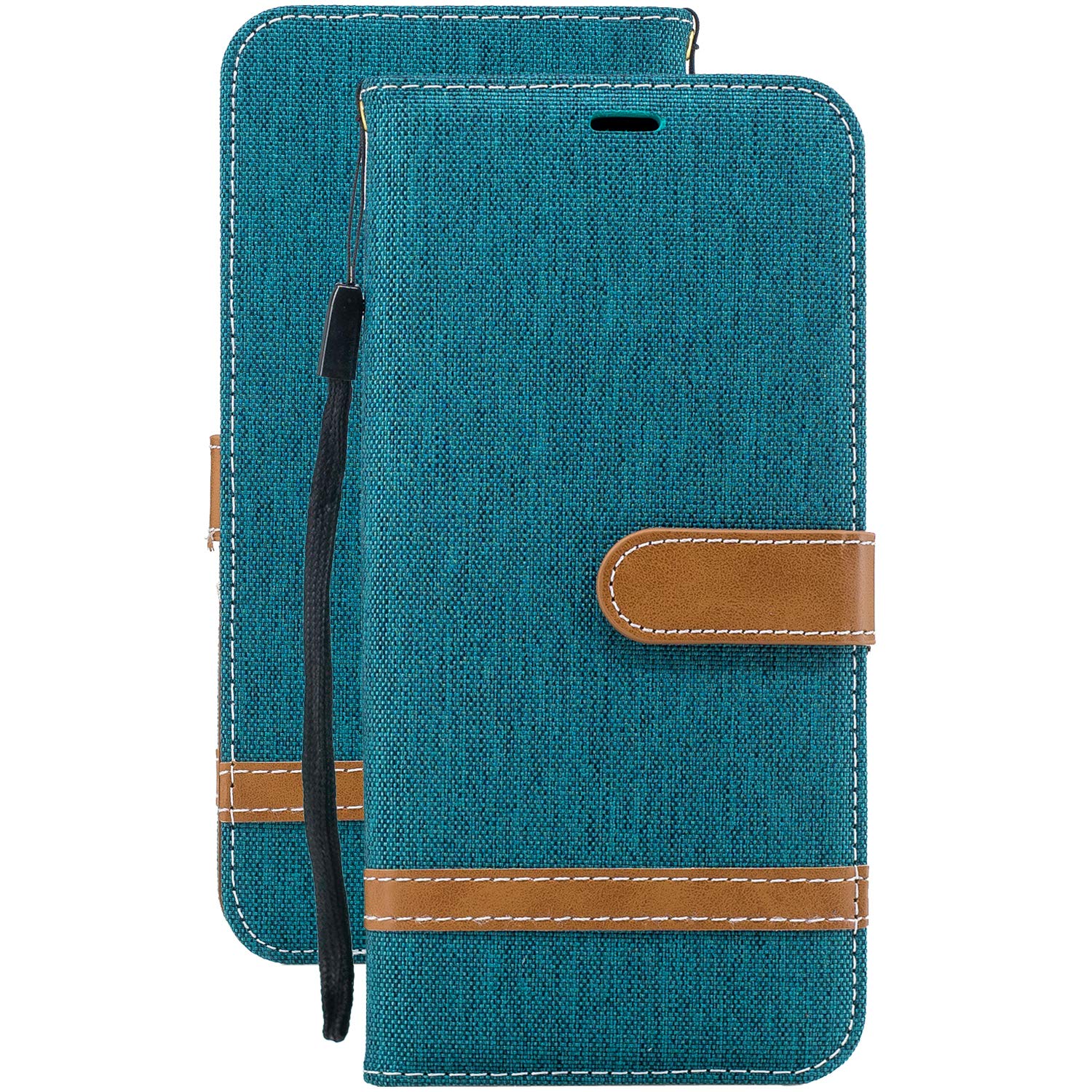 Laybomo Case for Huawei P30 Lite Cover PU Leather Case Wallet Soft TPU Folio Slim Stand-View Magnet ID Card Slot Protective Pouch Holster Flip Cover for Huawei P30 Lite, Jeans Style (Green)