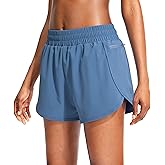 Soothfeel Womens Running Shorts with Zipper Pockets High Waisted Athletic Gym Workout Shorts for Women with Liner