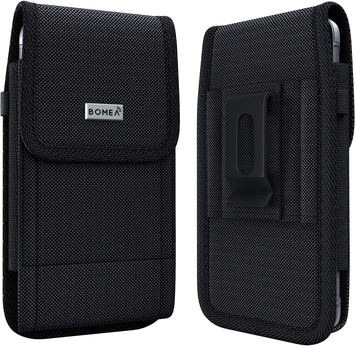 PiTau Cell Phone Holster for iPhone 11 Pro, Rugged Nylon iPhone 10 Belt Case with Belt Clip Carrying Hiking Pouch Belt Holster Cover Fits Apple iPhone 11 Pro/X/ 10/ XS/ 10s with Other Case on- Black