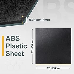 Kinlink Black ABS Plastic Sheet 12" x 12"x
