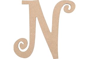 JoePaul's Crafts - 15cm Curly Wooden Letter N - Premium MDF Wood Wall Letters (15cm, N)