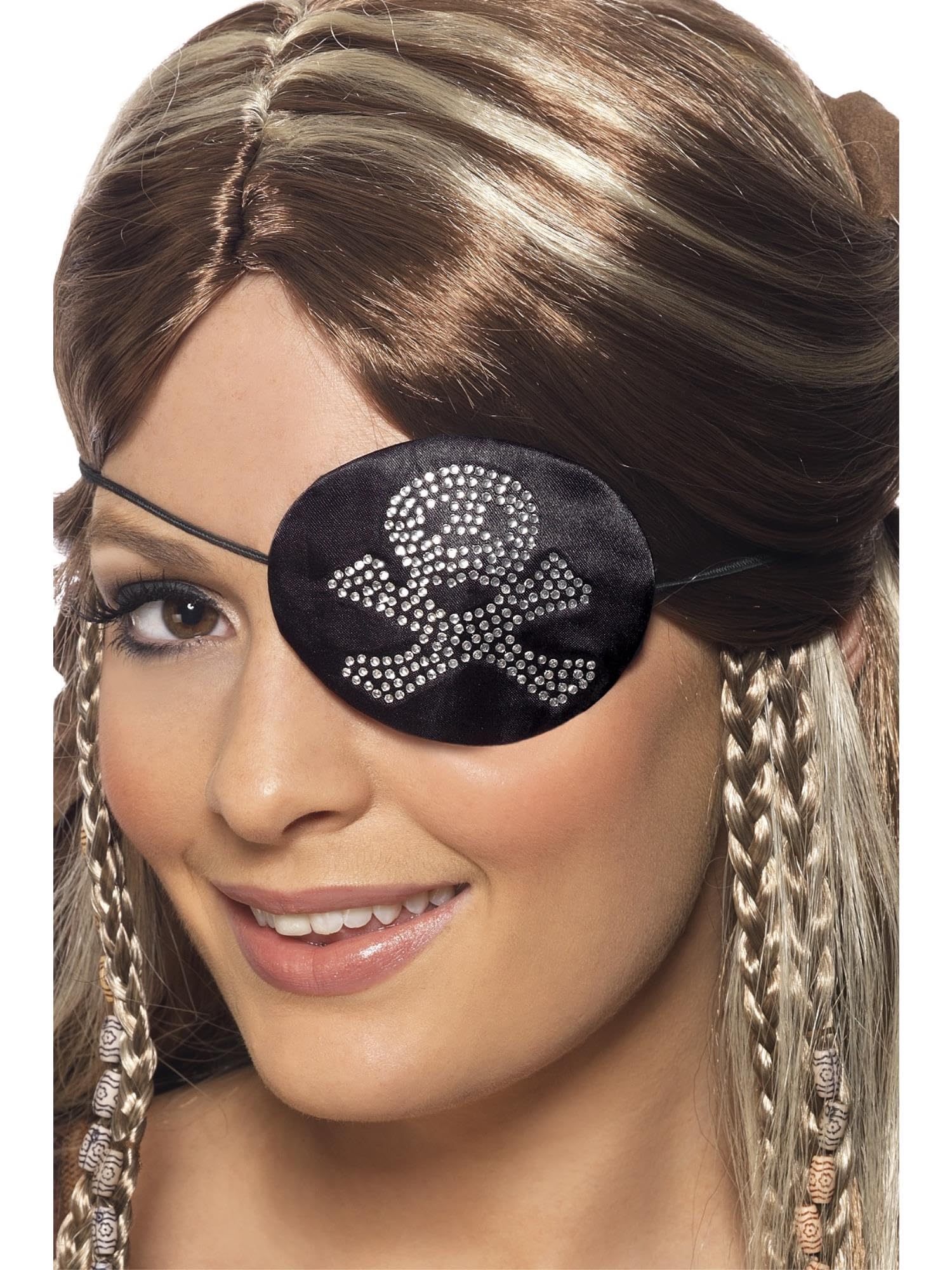 Pirates Eyepatch, Black and Silver, Diamante