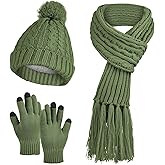 MissShorthair Womens Beanie Winter Hats 3 in 1 Knit Warm Hat Gloves and Scarf Set Women Scarves for Cold Weather
