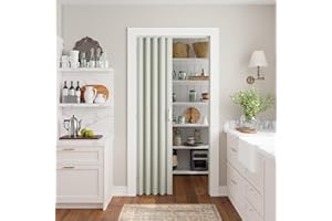 SmartStandard 32" x 80" Accordion Doors Interior, PVC Accordion Folding Doors for Doorway, Include Door, Mounting Hardware and Handle, Double-Layer for Closet Bathroom Basement, White Ash