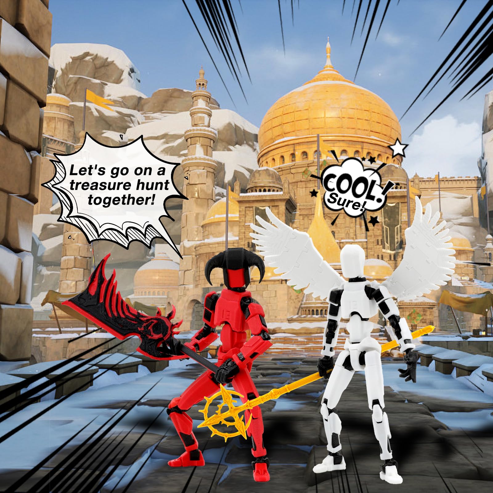 Qoopower T13 Titan 13 Action Figure Assembly Completed, 5-Pack T 13 Lucky 13 3D Printed Action Figure Articulated, Dummy Gift for Boys Desktop Decorations,muñeco de acción (Multicolored)