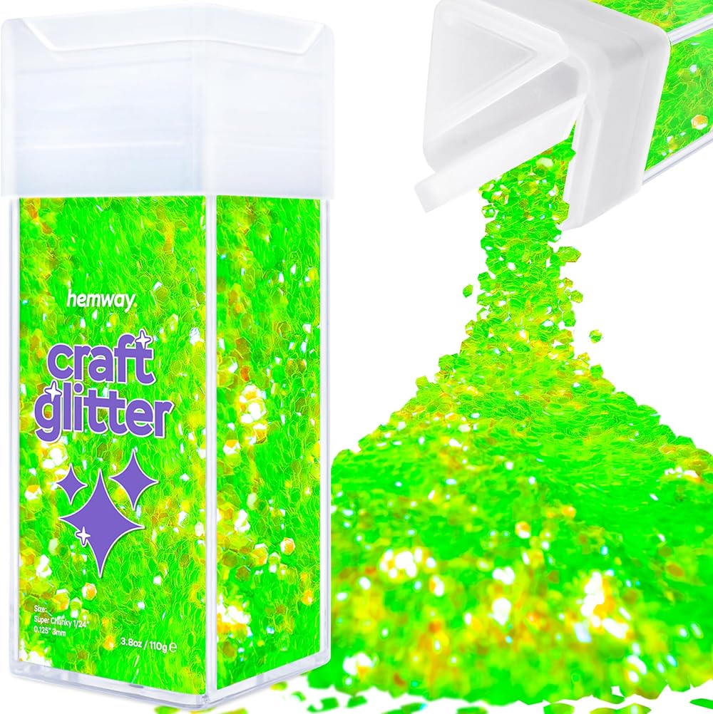 Hemway Glitter Shaker Fluorescent Green 110g Super Chunky Craft Glitter