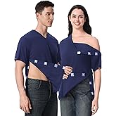 Magnetic Buttons Post Shoulder Surgery Recovery Shirt for Men V-Neck Tear Away Adaptive Chemo Port Clothing for Women