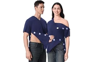 APRBARK Magnetic Buttons Post Shoulder Surgery Recovery Shirt for Men V-Neck Tear Away Adaptive Chemo Port Clothing for Women