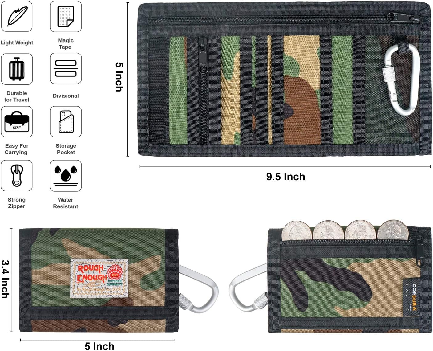 Rough Enough Cordura Wallet, Small, Men, Women, Card Wallet, Gift for Men Gifts for Girls Children, Boys, Teenagers, Wallet - Image 5