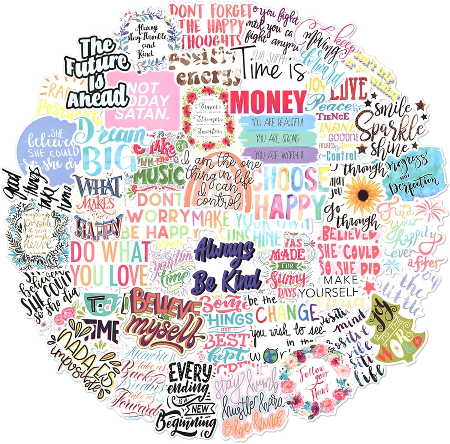 Inspirational Planner Stickers 50pcs, Aesthetic Positive Motivational Stickers for Journal Scrapbook Notebook Water Bottle Laptop Guitar, Vinyl Reward Stickers Gift