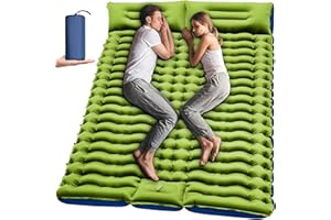 Yuzonc Double Sleeping Pad - Self Inflating 4" Extra-Thick for 2 Person with Pillow Built-in Foot Pump Inflatable Sleeping Mat for Backpacking, Hiking, Traveling, Tent, Portable Camping Mat