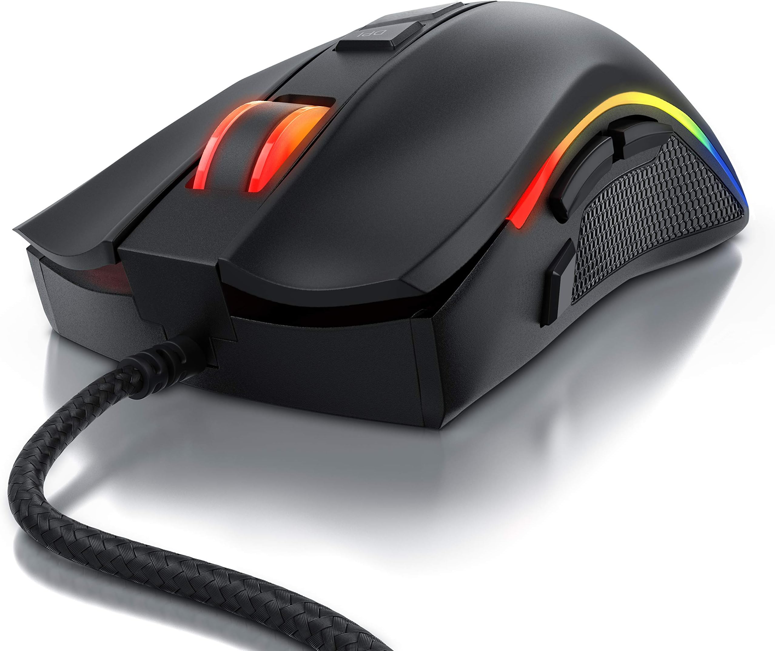 Titanwolf - Gaming Mouse with Sniper Button - 6 DPI Sensitivity Levels - 12 User Profiles -2 interchangeable Side Elements - 12 RGB LED Modes- 500 - 5000 DPI Accuracy Sensor