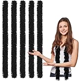 FeelfunFeather 5pcs Feather Boa - Black Artificial Fluffy Boas Bulk 5 Ft for Wedding Birthday Tea Party Christmas Costume Decor