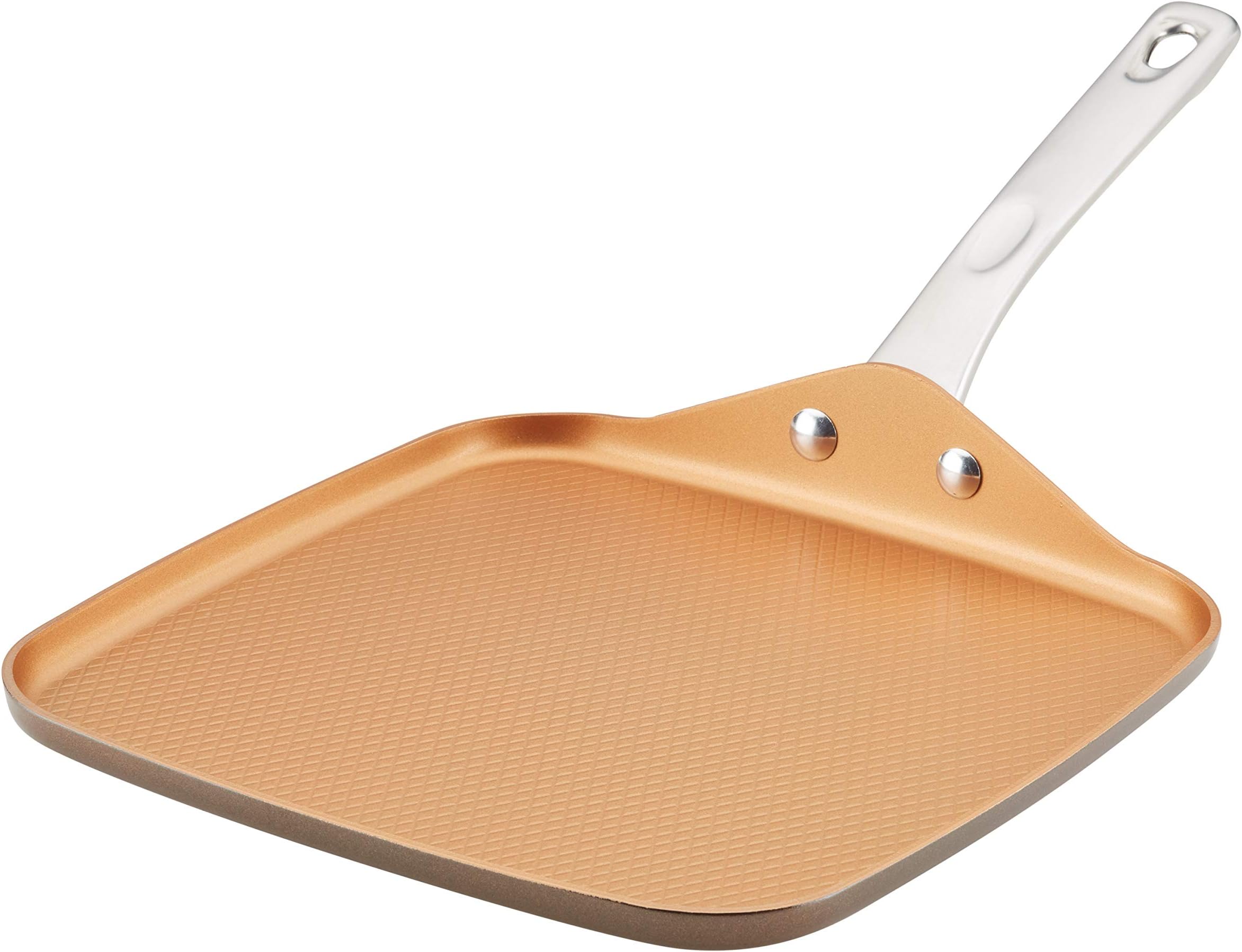 Ayesha Curry Home Collection Nonstick Square Griddle / Grill Pan - 11 Inch, Brown Sugar