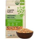 Organic Tattva Mix Dal, 4 lbs, Split Pea, Lentil &amp; Bean Mix, USDA Certified | Unpolished, Natural Plant Based Protein, Vegan, Kosher, No Additives, Ideal for Creamy Soup Mix, Stews &amp; Curries