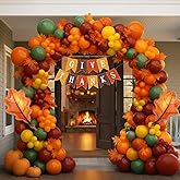 Fall Balloon Garland Arch Kit, 129Pcs burnt orange, Burgundy, Sage Green, Mustard Yellow Balloons with Leaf Balloons, for Thanksgiving Balloon Arch,pumpkin Baby Shower Party Decorations