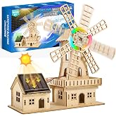 Solar‑Powered 3D Wooden Puzzle Kit,DIY Dutch Windmill House Model Building Toy,STEM Educational Science Craft for Kids 8‑15 and Adults,Hands‑On Creative Project,Made of Basswood,Safe and Sturdy