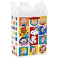Hallmark Peanuts 13" Large Gift Bag with Tissue Paper (Snoopy, Charlie Brown, Linus, Lucy) for Birthdays, Christmas, Fans