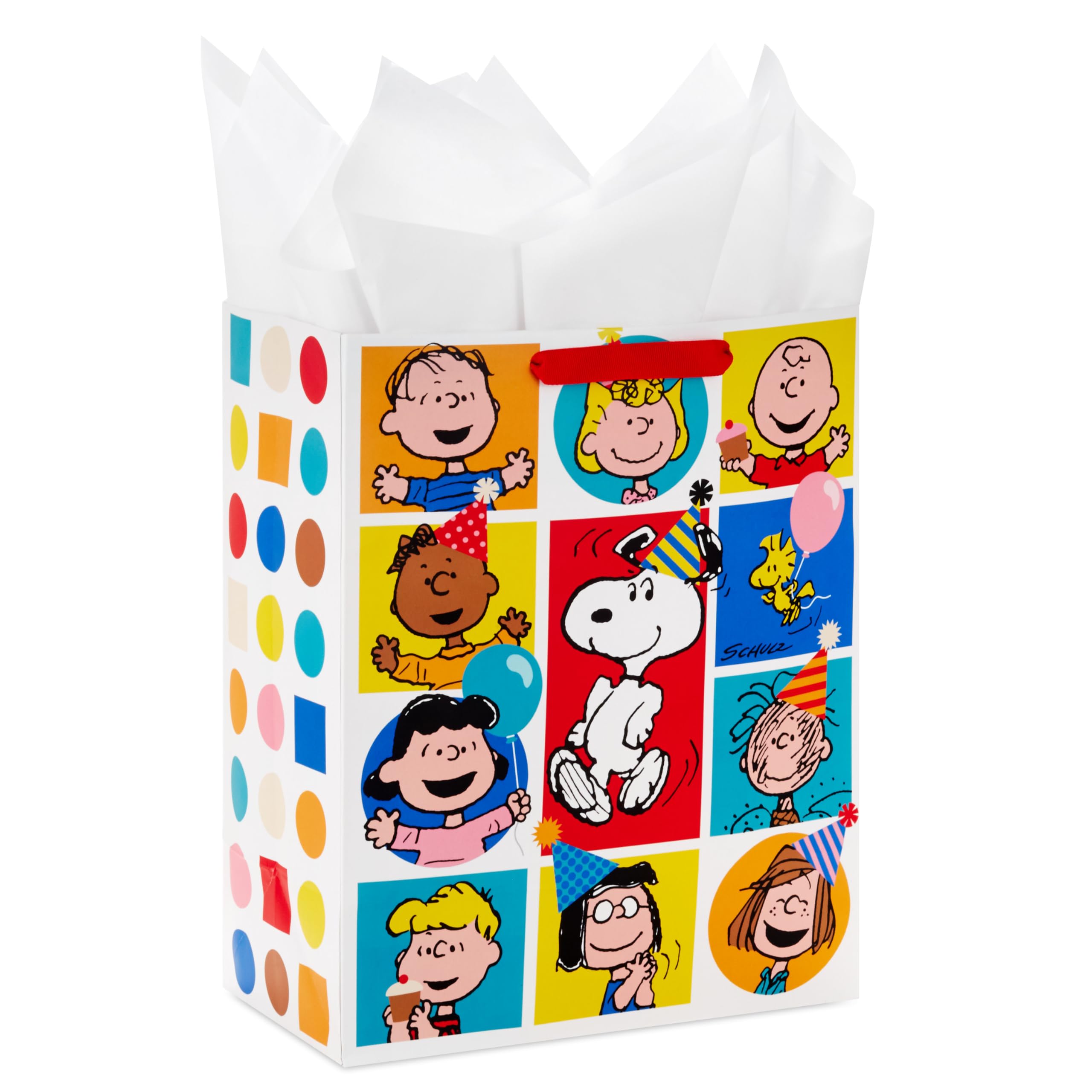 Photo 1 of Hallmark Peanuts 13" Large Gift Bag with Tissue Paper (Snoopy, Charlie Brown, Linus, Lucy) for Birthdays, Christmas, Fans