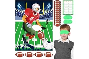 QOUBAI Football Games for Kids Pin The Football on The Goal Sports Party Games with 32 Pcs Football Stickers for Birthday Party Decorations Football Birthday Party Favors Supplies Kit for Kids Family