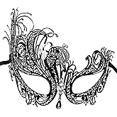 J.CARP Masquerade Mask for Women, Metal Masks with Sparkling Rhinestones, Venetian Party Mask, Carnival Decorations