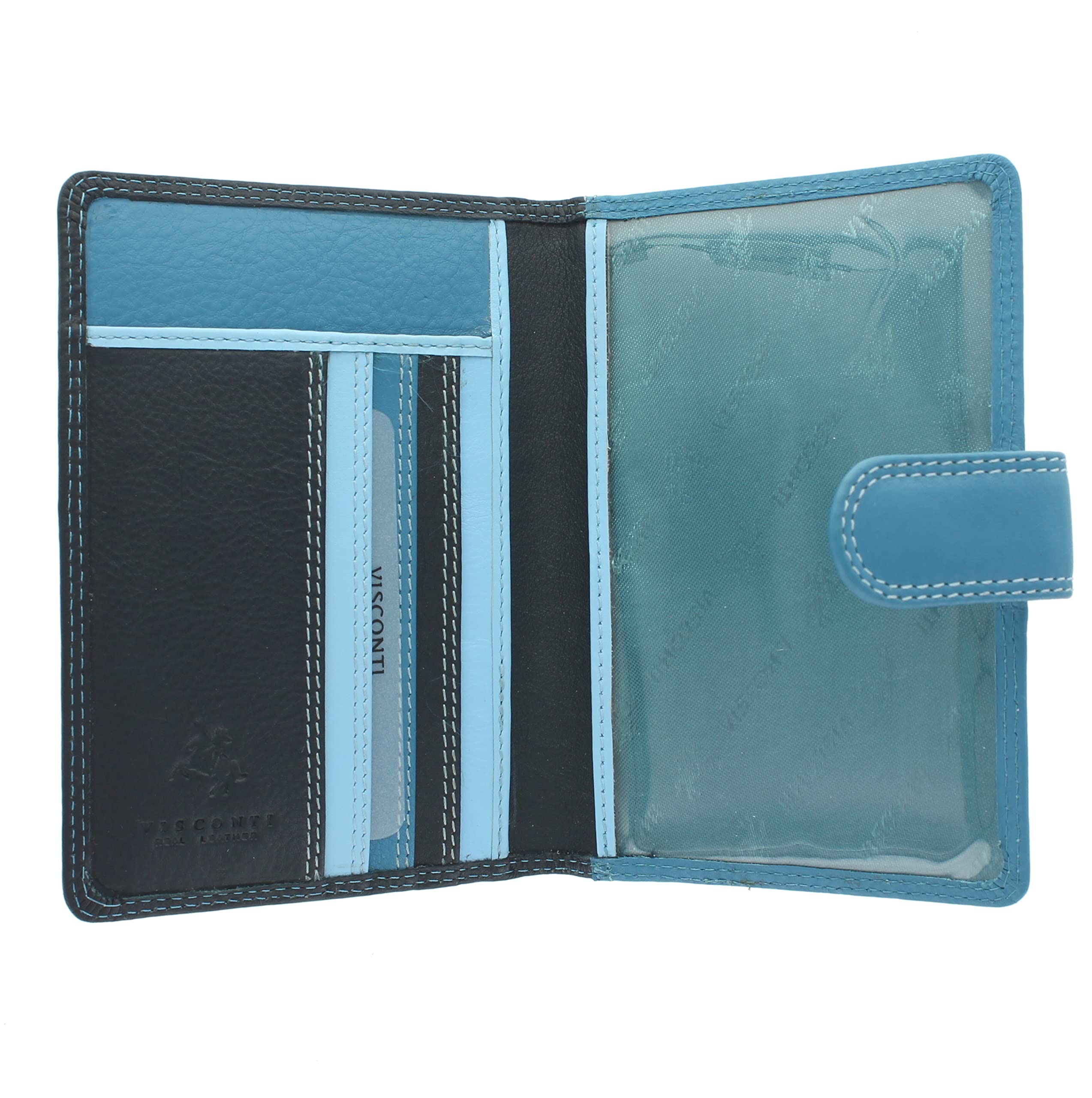 VISCONTI Rainbow Collection Leather SUMBA Passport Holder RFID Blocking RB75 Blue Multi