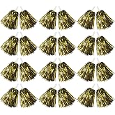 Hooshing 12/24/100PCS Pom Poms Cheerleading Metallic Foil Cheer Pom Poms with Plastic Handles for Rooters Cheering Squad Team Spirit Sports