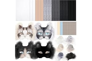 Seenelling DIY Therian Mask Kit Felt Fabric Faux Fur Strips Plastic Mesh Sheets for Therian Gear Stuff