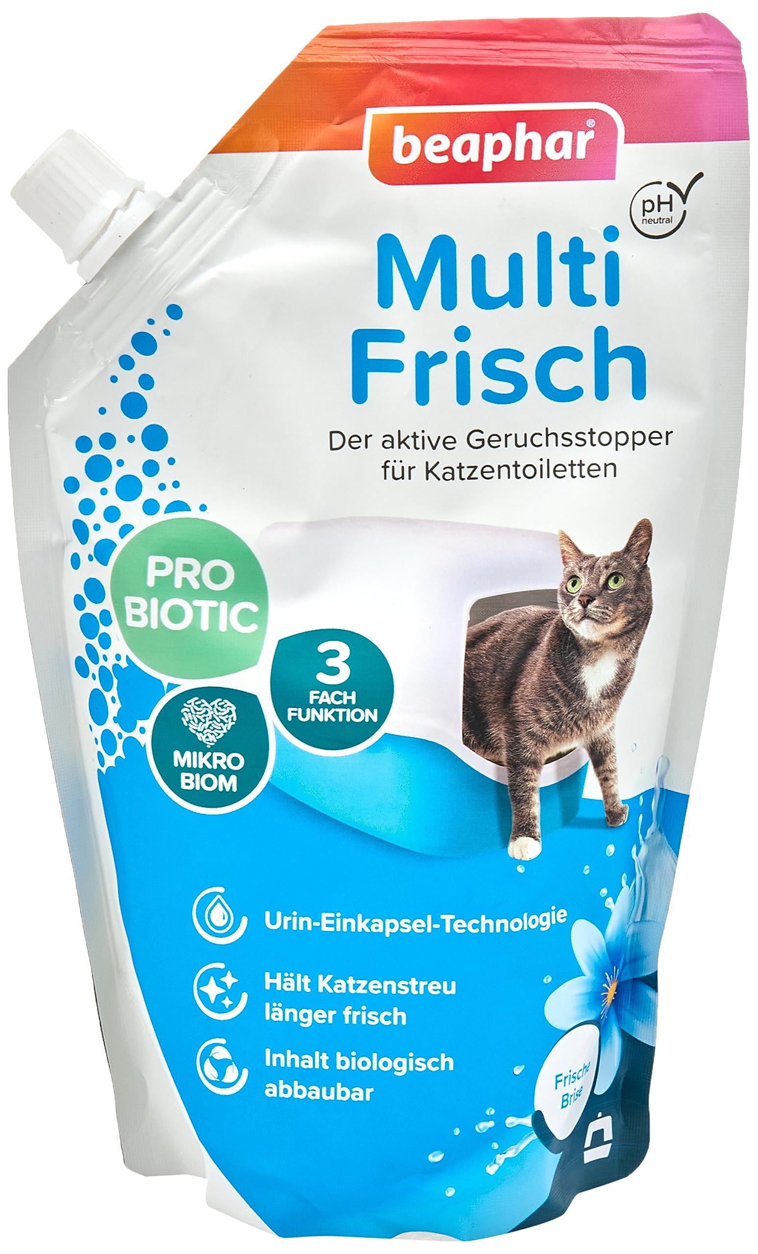 beaphar - Multi Fresh - Active Odour Stopper for Cat Litter Trays - With Probiotics - Protects the Microbiome - Biodegradable - PH Neutral - Fresh Breeze - 400 g