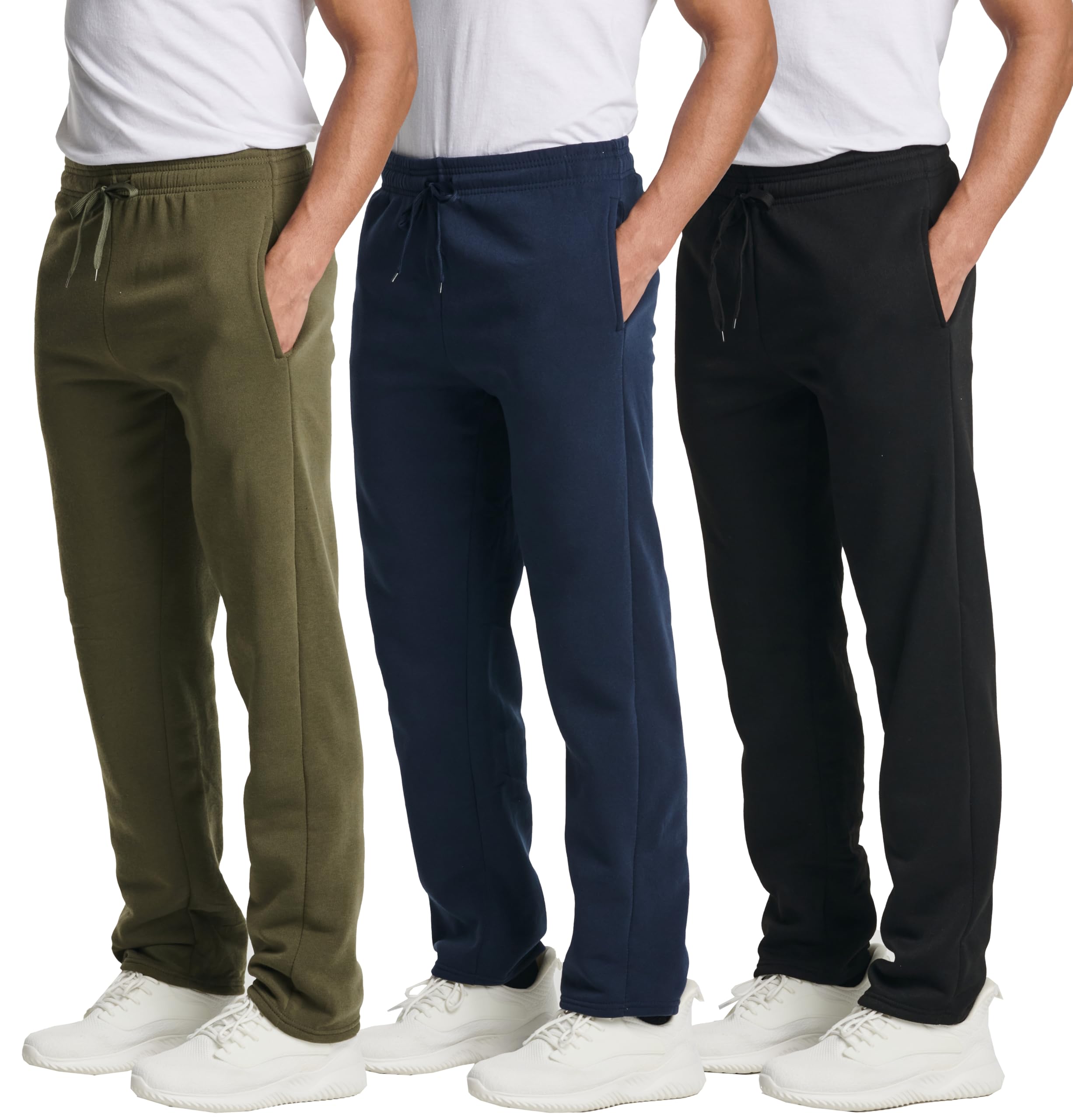 Photo 1 of Real Essentials 3 Pack: Men's Tech Fleece Athletic Casual Open Bottom Sweatpants with Pockets (Available in Big & Tall) - Set 7, 4X Tall