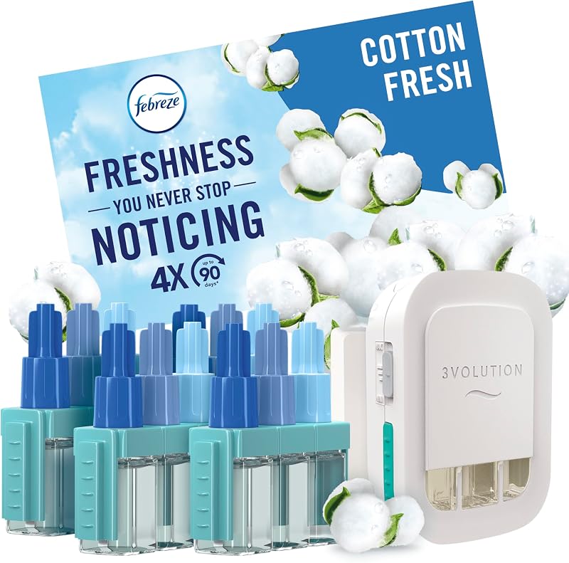 Febreze 3Volution Plug In Air Freshener Starter Kit + 4 Refills 20ml each