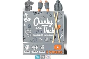 Complete Knitting Kit for Beginners - Learn to Knit Kit with Knitting Accessories Like Thick Beginner Yarn in Gray, Bamboo Ne