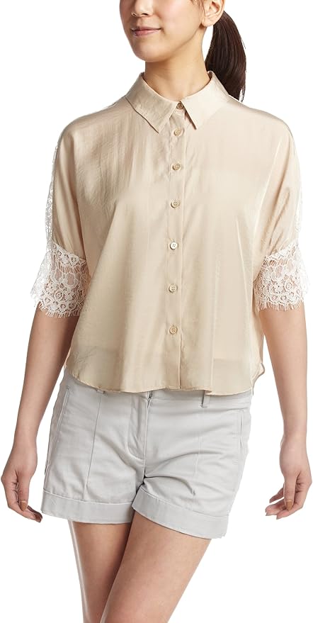 Amazon クルーンアソング Croon A Song レースサテン切替シャツ Cwg 6307 A Ivory 38 シャツ ブラウス 通販