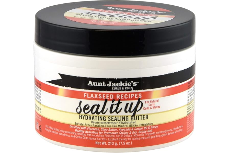 Aunt Jackie’s Flaxseed Recipes Seal It Up, Hydrating Sealing Butter, Helps Prevent and Repair Damaged Hair, Jar, 7.5 Oz