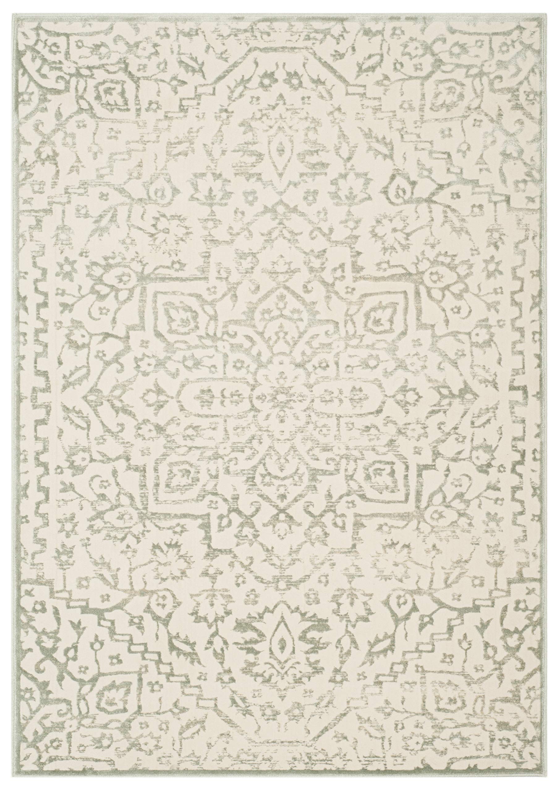 Safavieh Transitional Indoor Woven Rectangle Area Rug, Noble Collection, NBL691, in Light Blue / Ivory, 99 X 140 cm for Living Room, Bedroom or Any Indoor Space