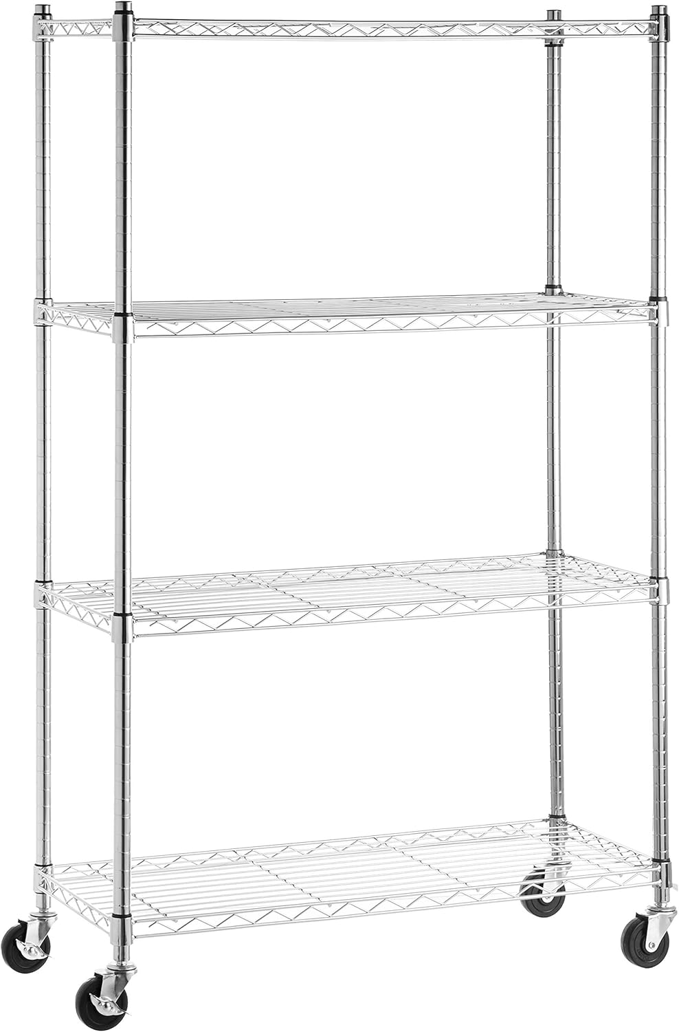 Amazon Basics 4Shelf Shelving Unit on 3” Casters, Chrome BigaMart