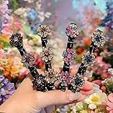 4PCS Sparkling Crystal Stone Braided Hair Clips for Women,Rhinestone Hair Clip for Short and Long Hair,Duckbill Hair Clips for Thick and Fine Hair,Hair Styling Accessories Birthday & Christmas Gifts
