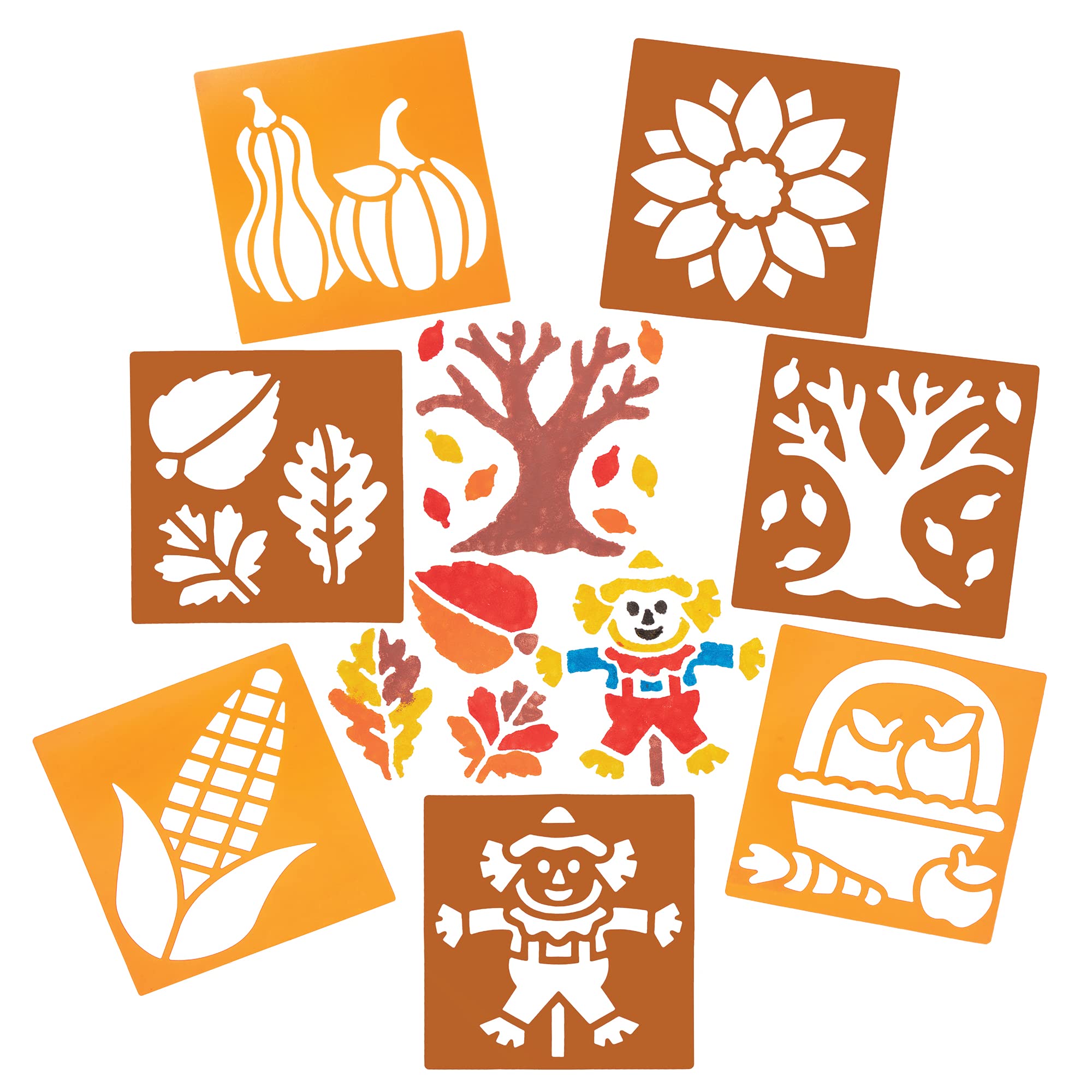 Baker Ross FE664 Harvest Festival Stencils - Pack of 8, Washable Stencils for Kids to Decorate Cards, Pictures, Painting and Printing Projects