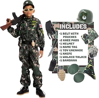 Amazon.com: Disfraz de soldado de camuflaje para niños, disfraz de  Halloween, juego de rol y disfraces de carnaval Cosplay. : Ropa, Zapatos y  Joyería
